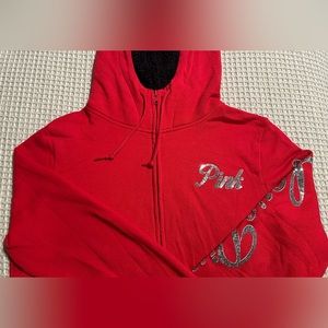 VS PINK Red zip up sweater